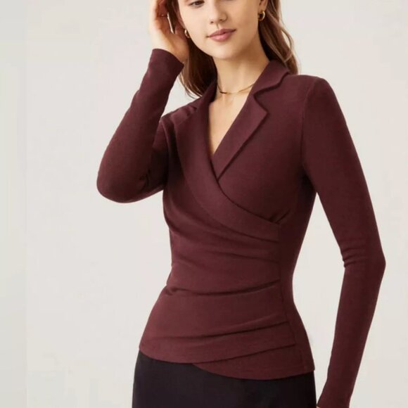 OGL MOVE Collared Surplice Top THERMAL ECO-MOUSSE ROSE NWT SIZE XL - Picture 10 of 11